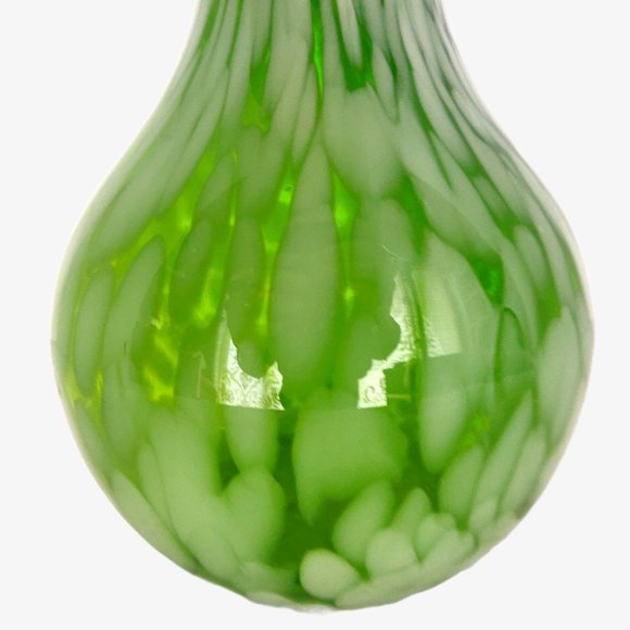 Vintage MCM Hand Blown Green Confetti Glass Vase - Picture 2 of 7
